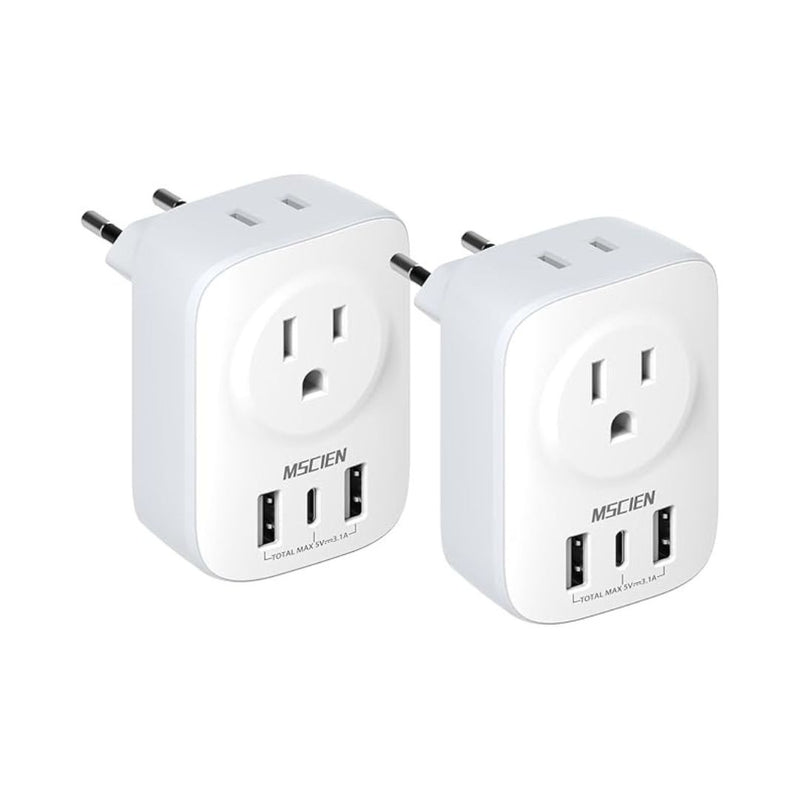 2-Pack European Travel Plug Adapter