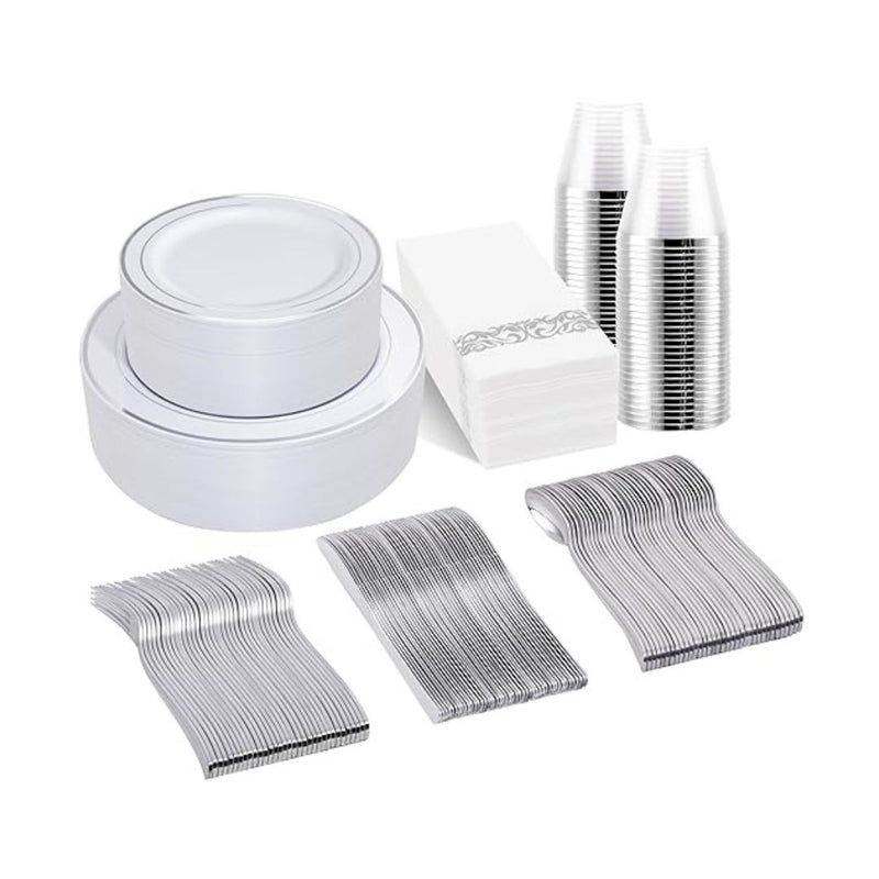 350-Pcs Plastic Dinnerware Set