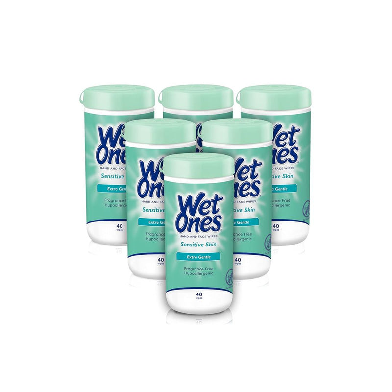 6-Pack 40 Wet Ones Sensitive Skin Hand & Face Wipes