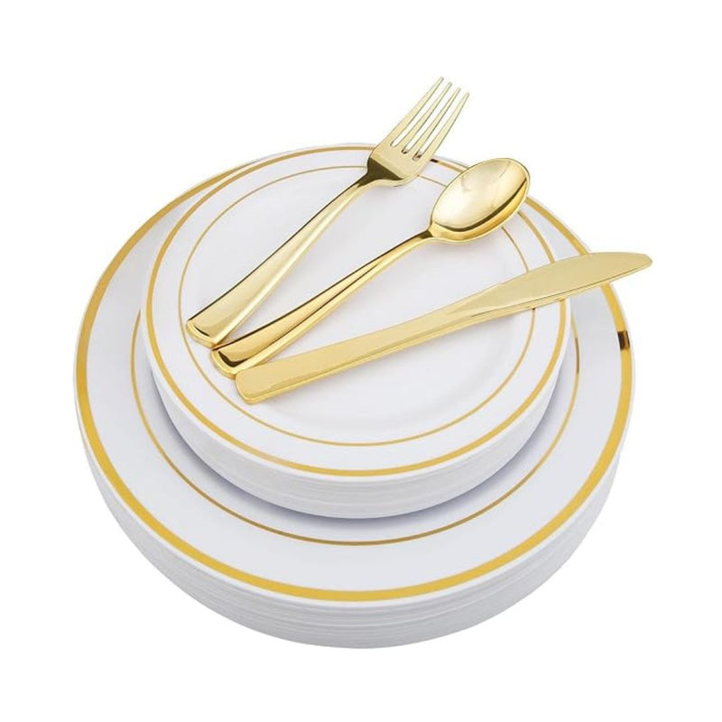 125 Pack Plastic Plates and Cutlery Set for Parties