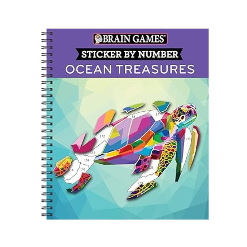 Brain Games - Sticker by Number: Ocean Treasures (13 Images to Sticker)