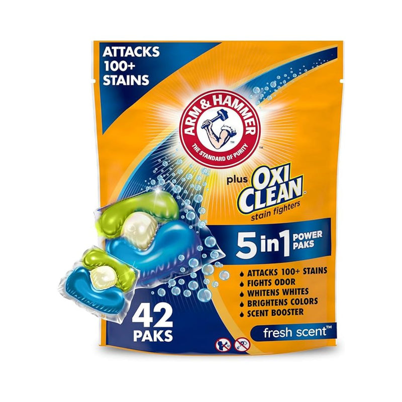 42-Count Arm & Hammer Plus OxiClean 5-in-1 Laundry Detergent Power Paks