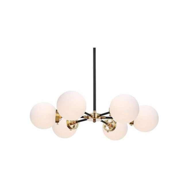 JONATHAN Y Caleb Adjustable 6-Light 28″ Brass Cluster Pendant