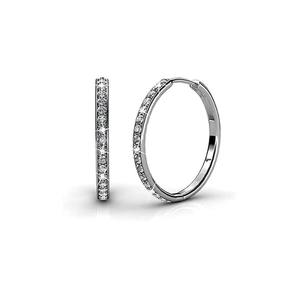 Cate & Chloe Bianca 18k White Gold Hoop Earrings with Swarovski Crystals (3 Colors)