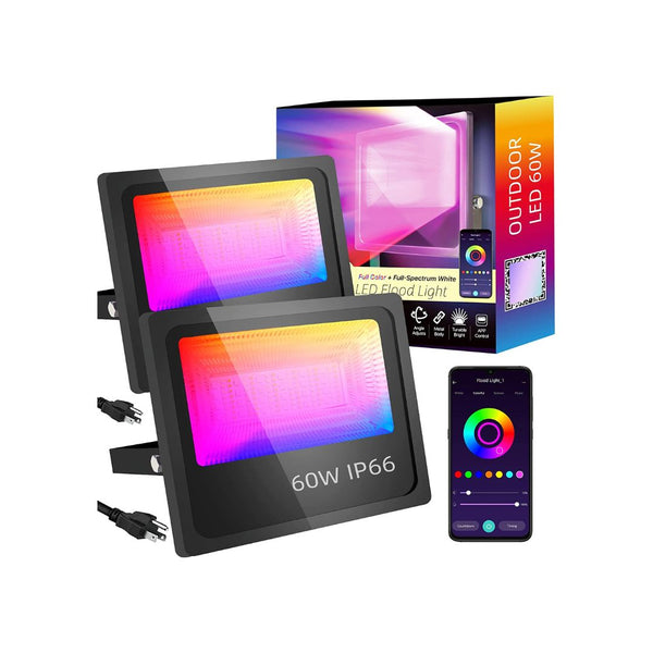 LED Flood Lights Outdoor RGBCW 60W Smart Color Changing