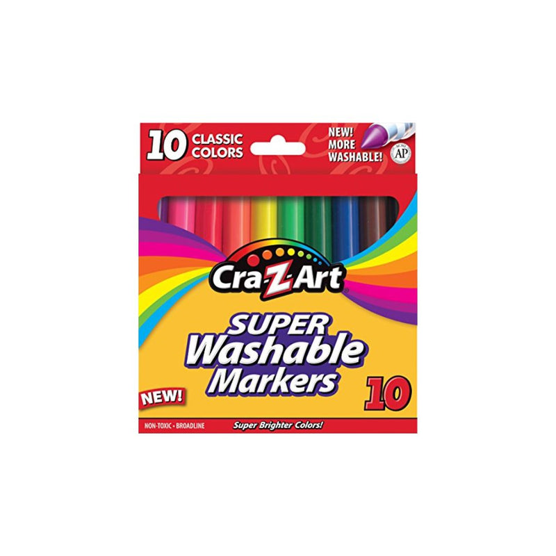 10 Pack Of Cra-Z-Art Classic Washable Broadline Markers