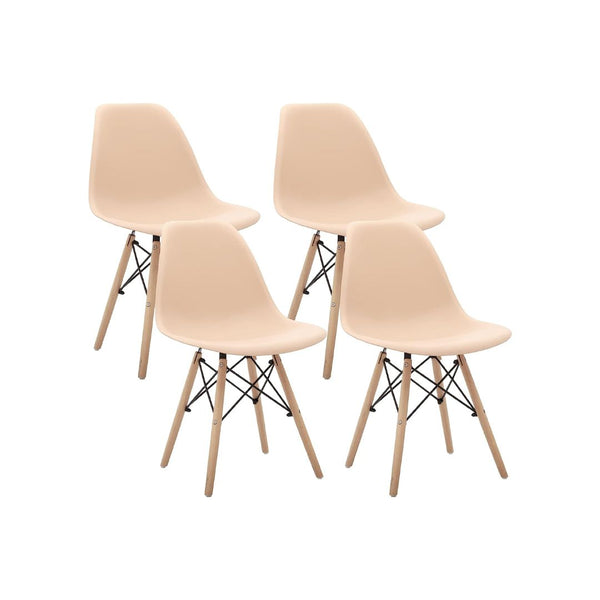 CangLong Set of 4 Modern Mid-Century Shell Lounge Plastic DSW Side Dining-Chairs