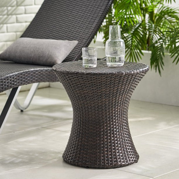 Brown Wicker Outdoor Brown Accent Table Via Walmart