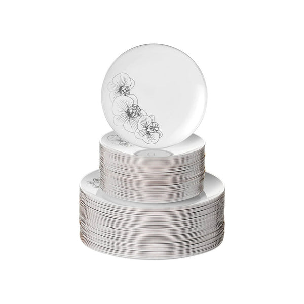 100 Count Disposable Plastic White Plates Combo (2 Colors) Via Amazon