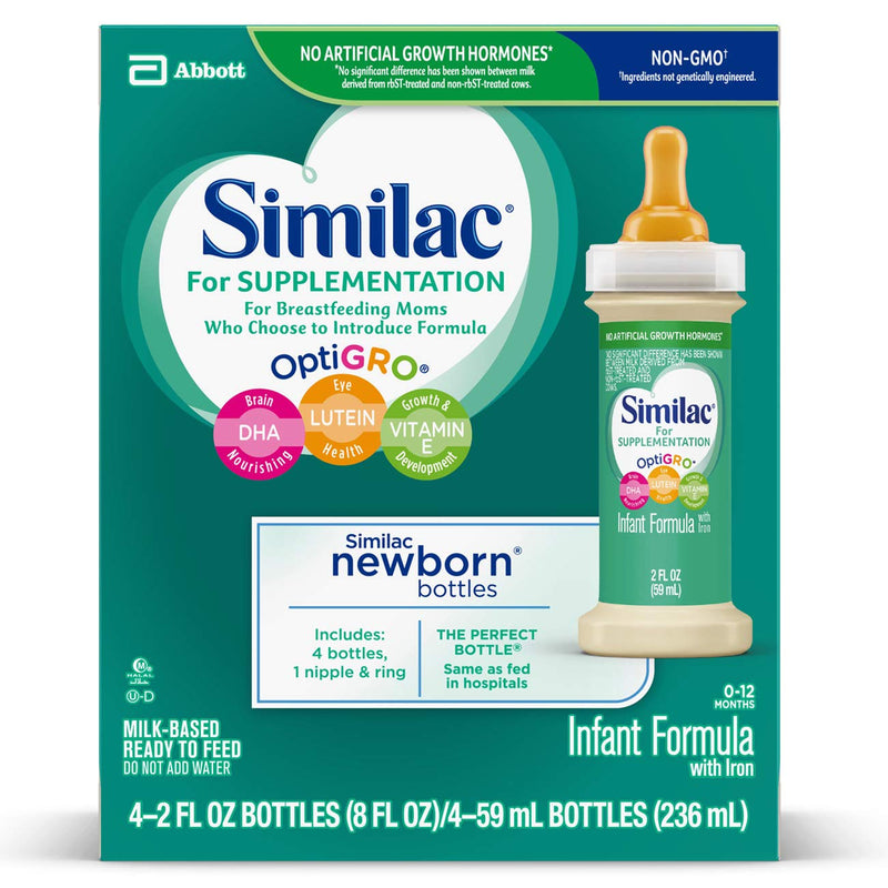Similac for Supplementation Non-GMO Infant Formula with Iron, Baby Formula, 2 Fl Oz Bottles (Pack of 48) Via Amazon