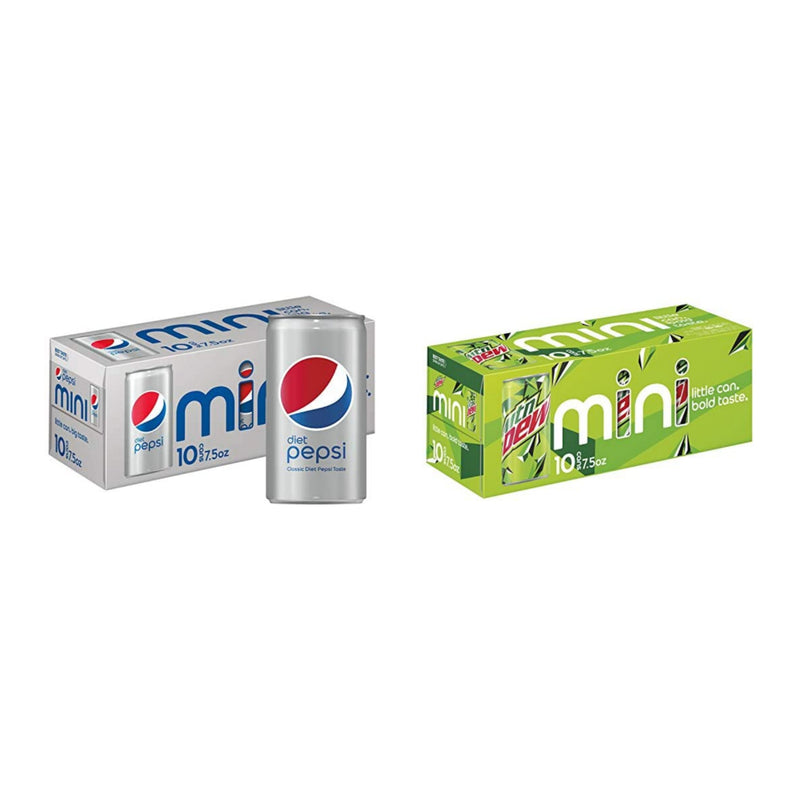 10-Mini Cans Of Mountain Dew Or Diet Pepsi Soda Via Amazon