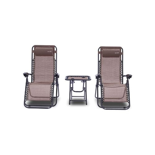 Set Of 2 SereneLife Zero Gravity Lounge Chairs With Table