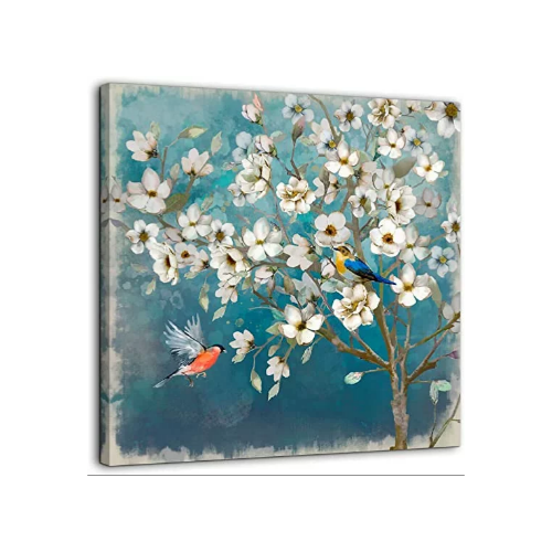 Canvas Wall Art Flower Bird Wall Decor Via Amazon