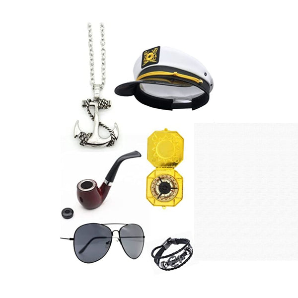 Captain Hat Cap Sailor Navy Marine Costume Set