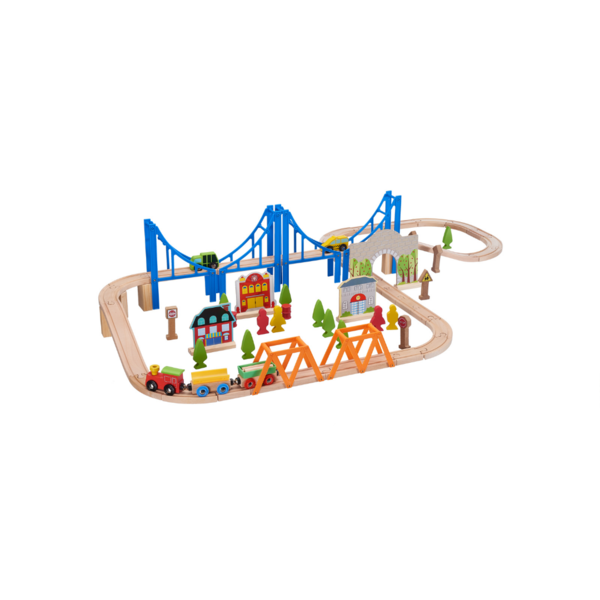 75 Piece Wooden Train Play Set Via Walmart