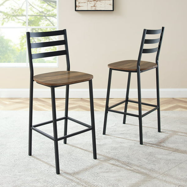 2 Logan Reclaimed Barnwood Stools Via Walmart