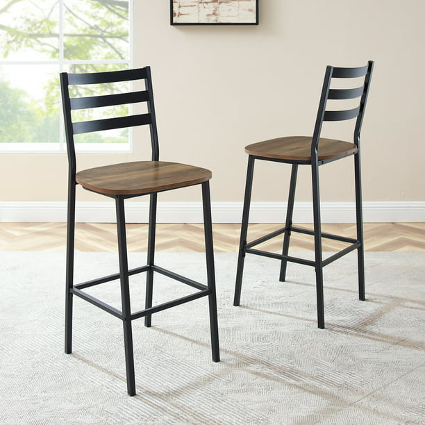 2 Logan Reclaimed Barnwood Stools Via Walmart