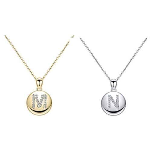 CZ Initial Engraved Necklaces (All Abc's)