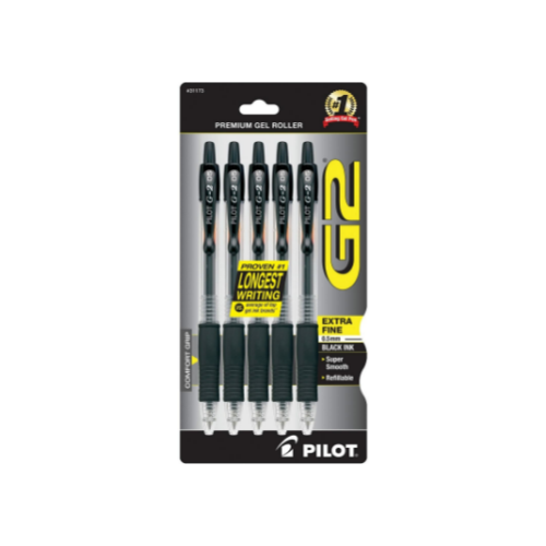 PILOT G2 Retractable Rolling Ball Gel Pens 5-Pack Via Amazon