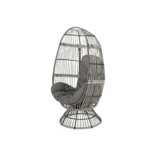 Adaline Outdoor Wicker Swivel Egg Chair with Cushion