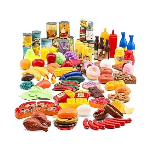 122 Piece Pretend Play Food Set for Kids