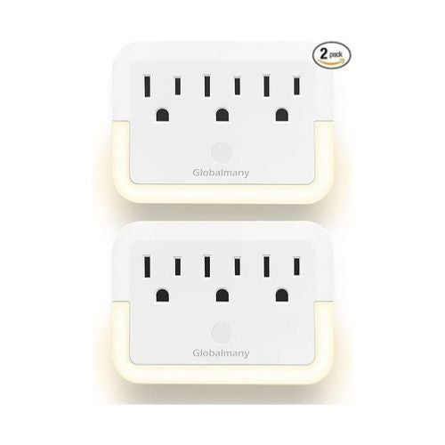 2-Pack Outlet Extender with Night Light