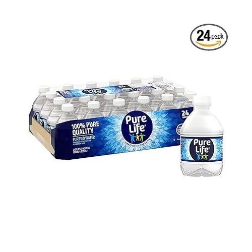 24-Pack Pure Life Purified Water, 8 Fl Oz Bottles Water,
