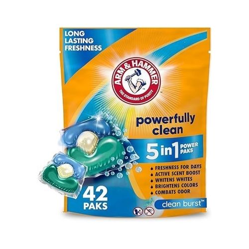 42 Count Arm & Hammer Clean Burst Laundry Detergent Power Paks
