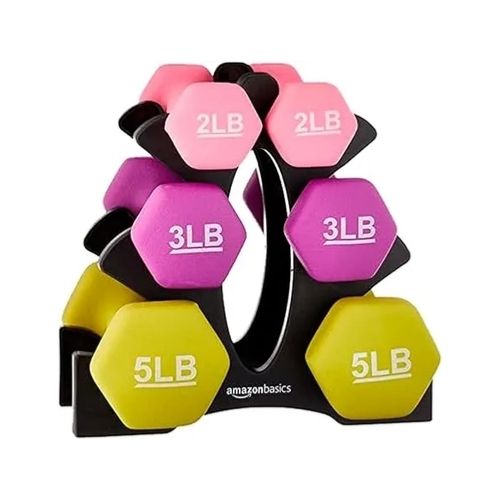Amazon Basics Dumbbell Hand Weight Rack With 2, 3, And 5 Pound Sets