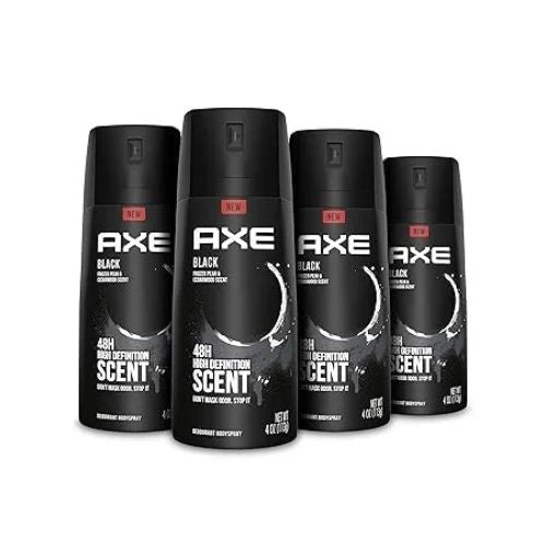 4 Bottles Of AXE Black Body Spray Deodorant