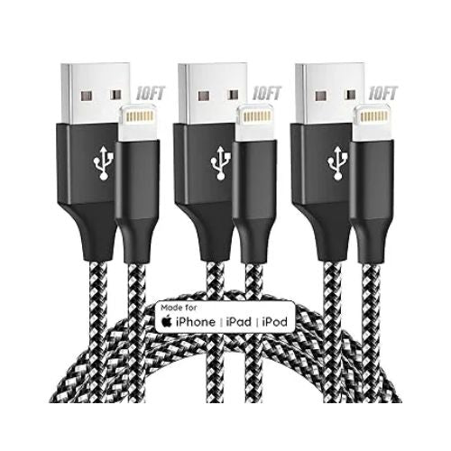 3-Pack 10FT iPhone Charger Lightning Cables