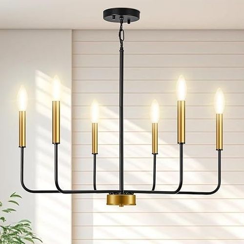 6-Light Farmhouse Gold Chandelier Light Fixture