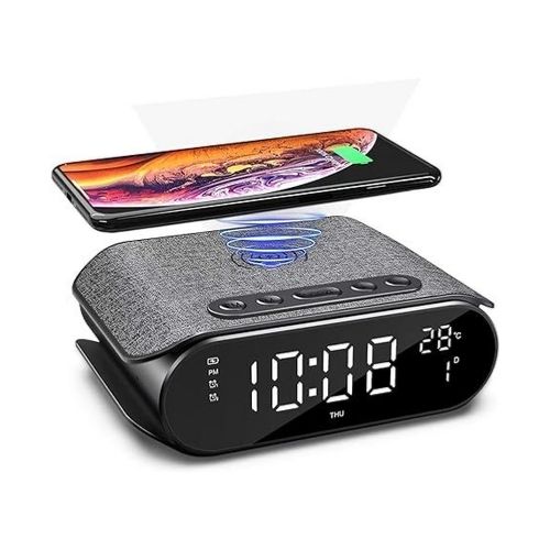 Digital Alarm Clock & Fast Wireless Charger Station with USB Port