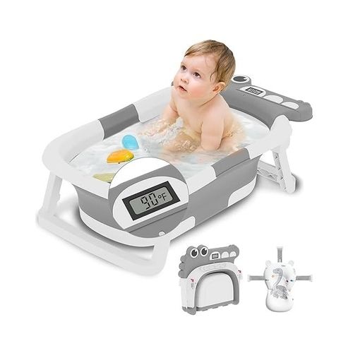 Collapsible Baby Bathtub With Soft Cushion & Thermometer