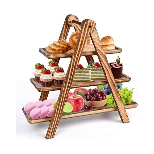 3 Tier Serving Trays Wooden Stand Towers