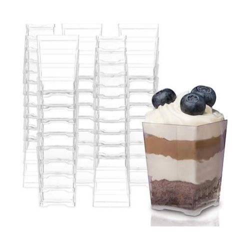 50 Count Square Plastic Dessert Cup - 4 Ounce