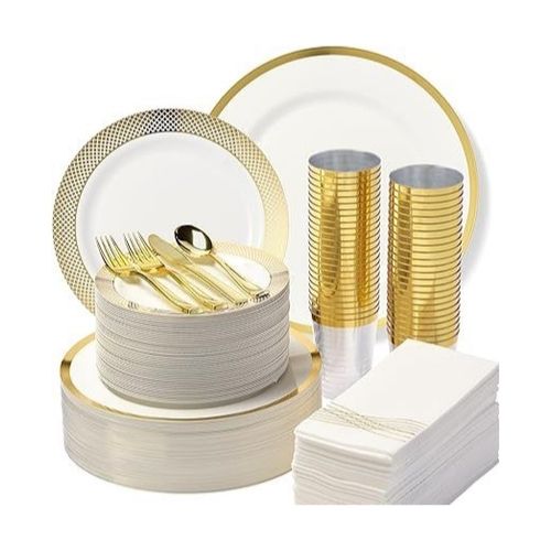 400-Pc Heavyweight Elegant Disposable Dinnerware Set