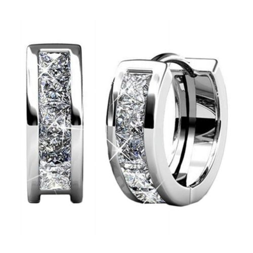 Cate & Chloe Giselle 18k White Gold Plated Silver Hoop Earrings