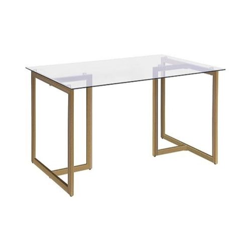 47" Modern Rectangular Spacious Tempered Glass Tabletop & Gold Base