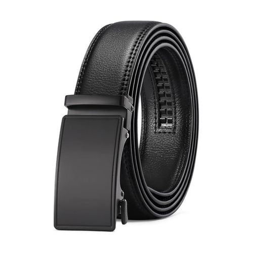 Men's Automatic Ratchet Buckle Slide Adjustable Leather Belt