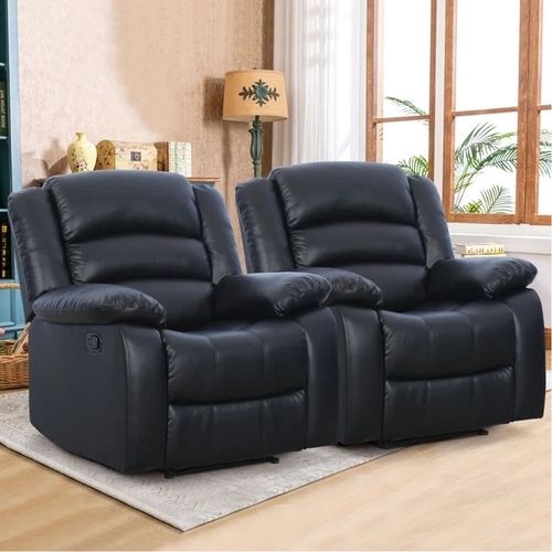 Set of 2 Latitude Run 38″ Wide Modern Soft Vegan Leather Manual Recliners