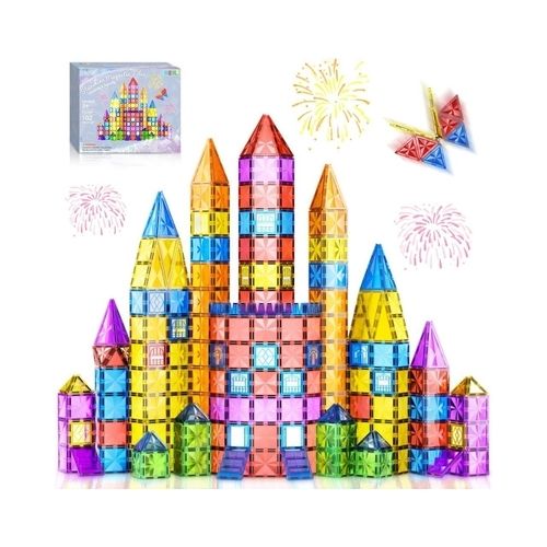 Colelulu 102 Pcs Diamond Magnetic Tiles