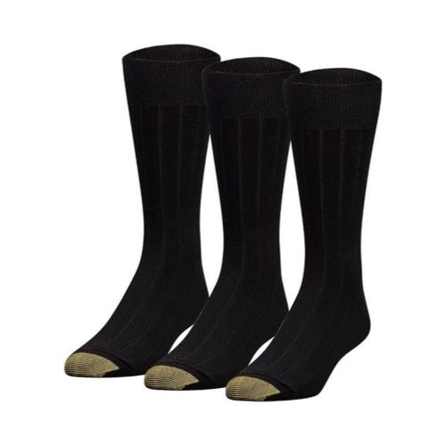 3 Pairs Of Goldtoe Men’s Hampton Black Crew Socks