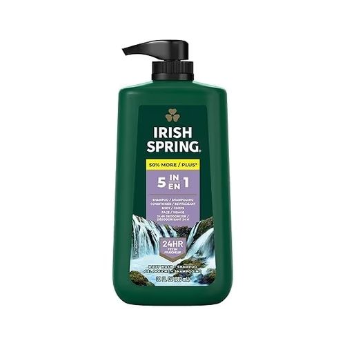 30 Oz Pump Bottle of Irish Spring 5 in 1  Men's Body Wash