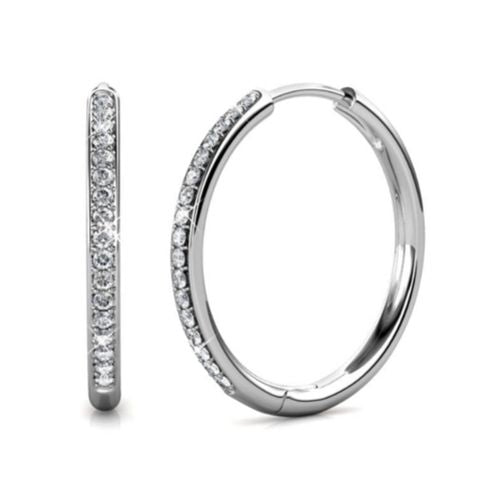 Cate & Chloe Bianca 18k White Gold Plated Silver Hoop Earrings