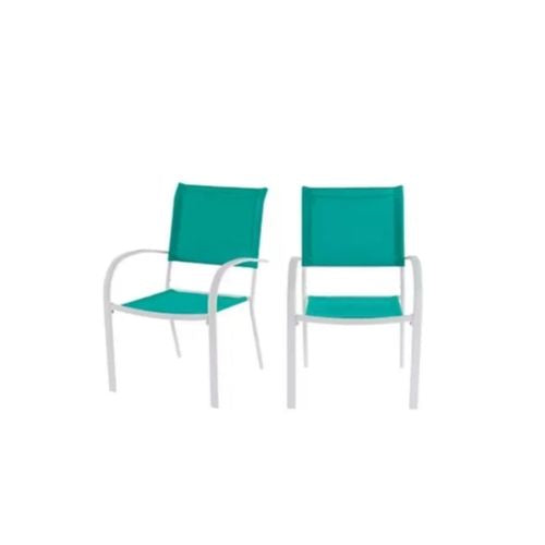 Style Well Mix and Match Stationary Stackable Steel Split Back Sling Outdoor Patio Dining Chairs (2-Pack)
