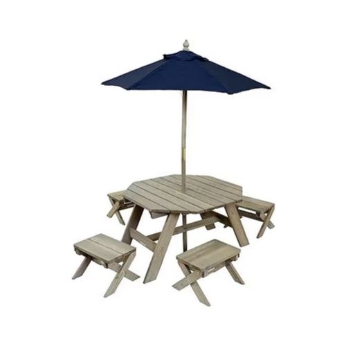 KidKraft Wooden Octagon Table, Stools & Umbrella Set
