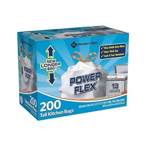 200 Pack Of Member’s Mark Power Flex Tall Kitchen Drawstring Bags