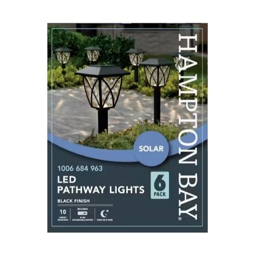 6-Pack Hampton Bay 10 Lumens Black LED Outdoor Solar Path Lights