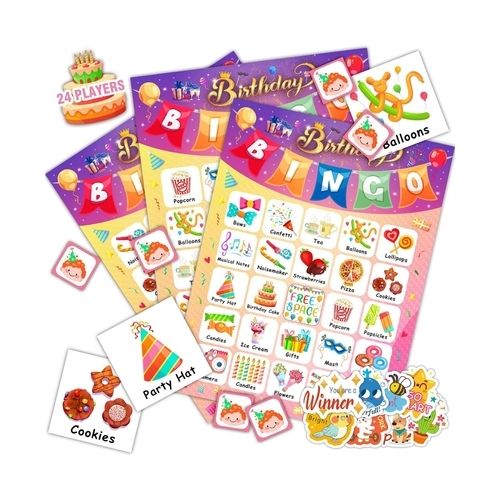 Birthday Bingo Game for 24 Players